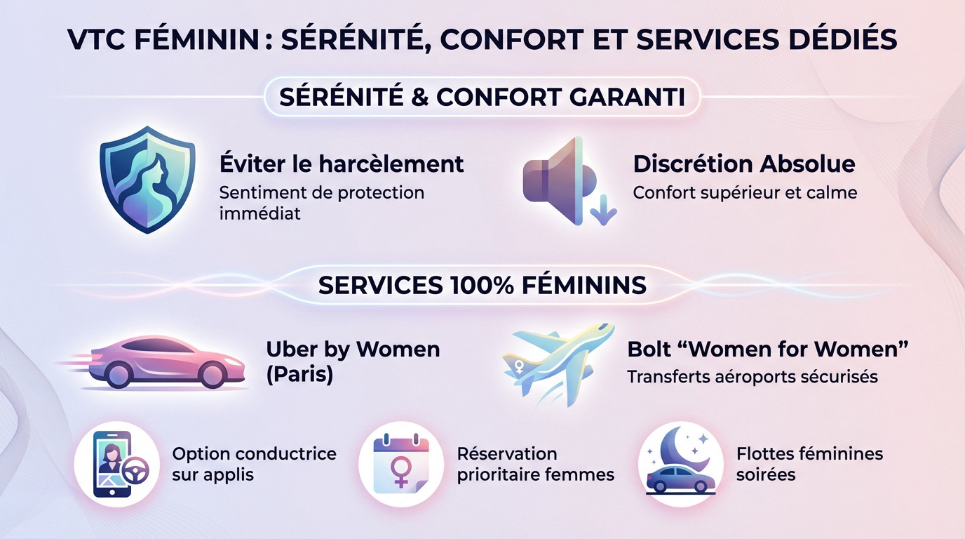 Femme chauffeur VTC assurant un transport sécurisé et confortable pour une cliente