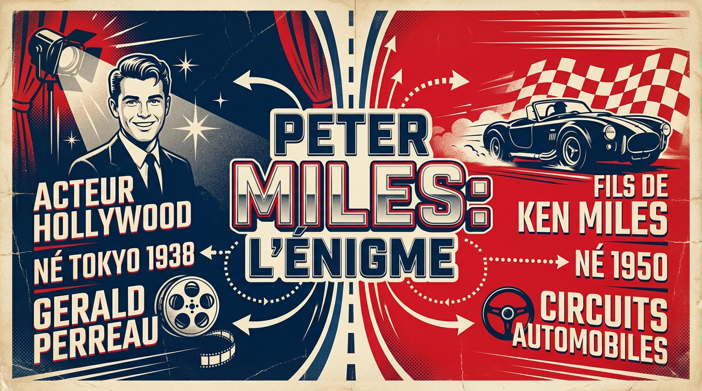 Portrait illustrant l'&eacute;nigme de l'identit&eacute; de Peter Miles entre cin&eacute;ma et sport automobile