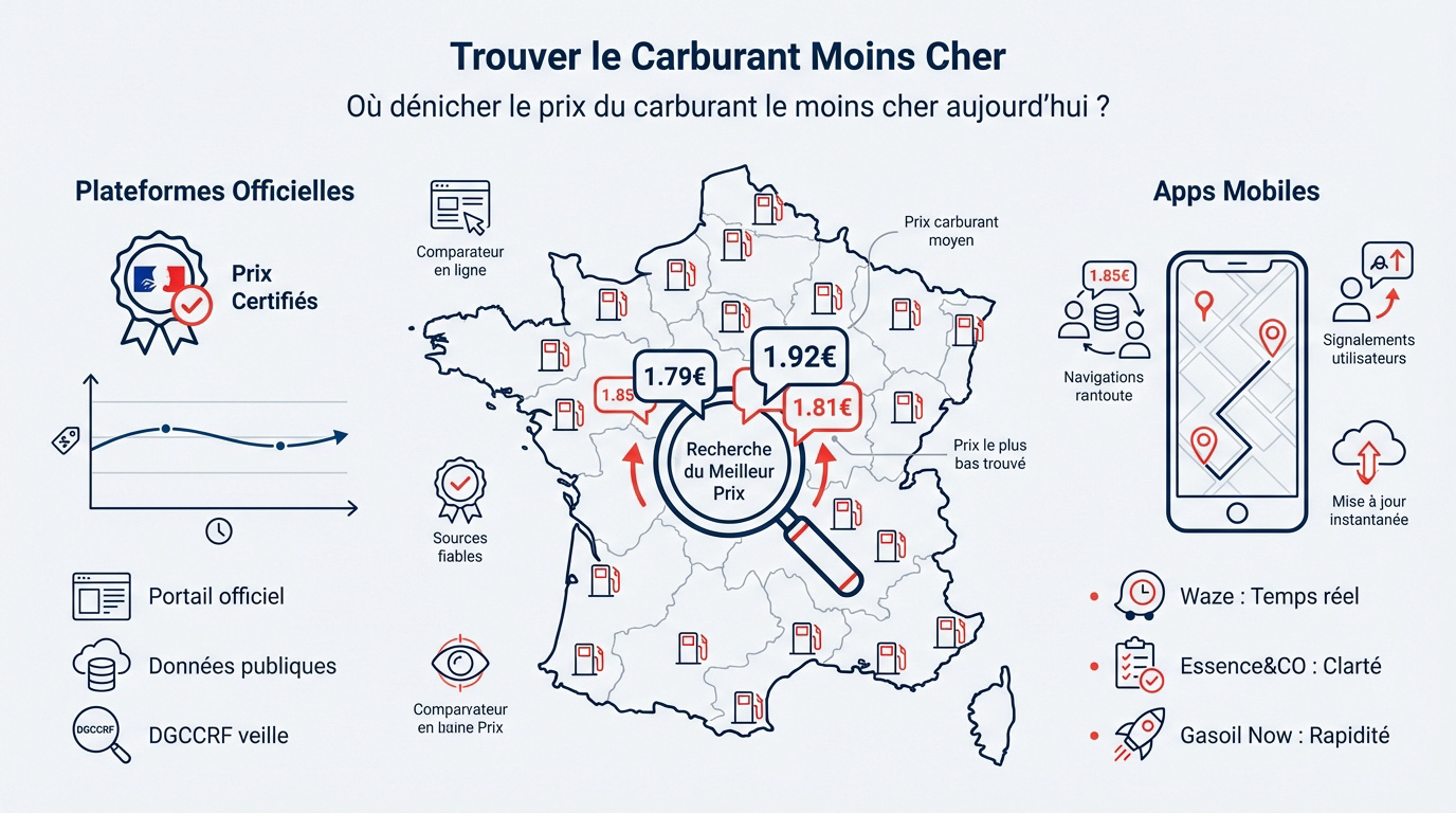 Trouver le prix carburant le moins cher
